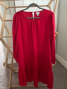 Ava & Viv Bright Red Ruffle-Hem Shift Dress